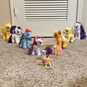 My Little Pony Lot of 10 Plush & Figures‎ Rainbow Dash Fluttershy Toy Bundle